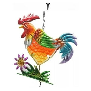 Celta - Colgante Decorativo: Gallo De Vidrio-Cobre Vitral Pb-B3