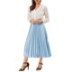 thumbnail image 2 of Falda de fiesta plisada midi con cintura elástica metálica para mujer de NOMADIC NOOK L Azul, 2 of 7
