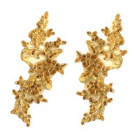 Magideal - 1 Par De Apliques De Encaje, Adornos De Encaje, Apliques Bordados Florales Para Manualidades De Costura, Decoración De Vestido De Noche, Ropa, Disfraz Dorado