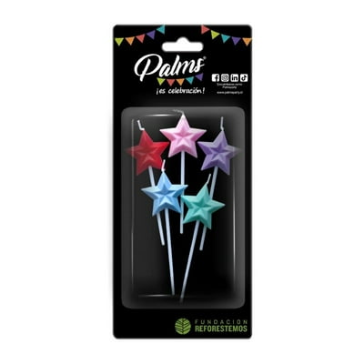 Set 5 Velas Estrellas Colores Pasteles / Producto Surtido Palms