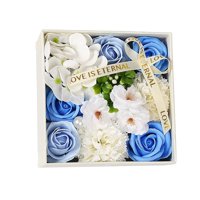 Magideal - Jabón De Flores Con De Jabón Romántico, Perfumado Floral, Caja De Flores De Jabón, Para El Cumpleaños Del Día De La Madre De Acción De Gracias , Azul