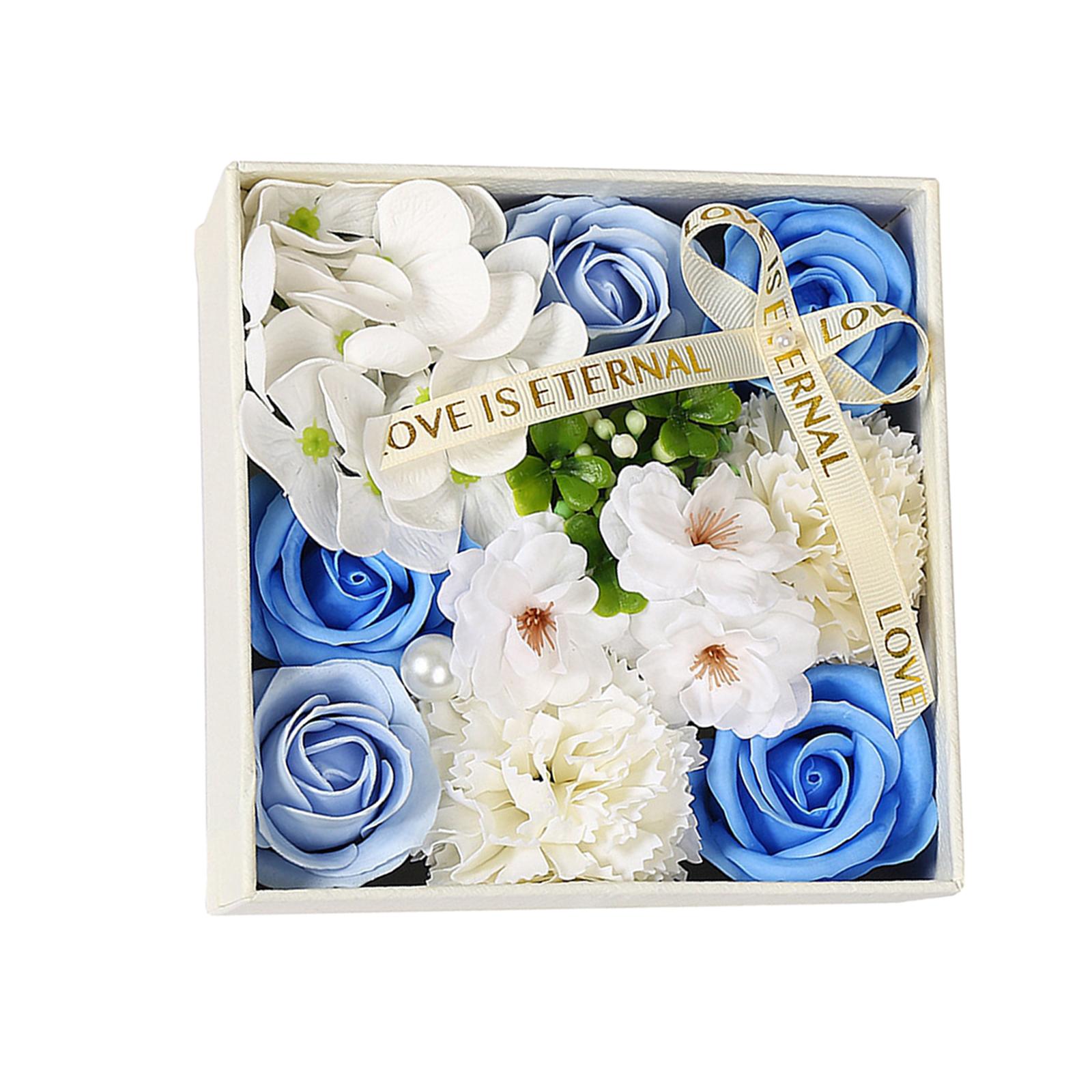 Magideal - Jabón De Flores Con De Jabón Romántico, Perfumado Floral, Caja De Flores De Jabón, Para El Cumpleaños Del Día De La Madre De Acción De Gracias , Azul