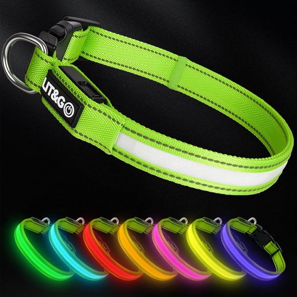 Collar para perro LIT&GO con luz LED, 7 colores, recargable por USB‑C
