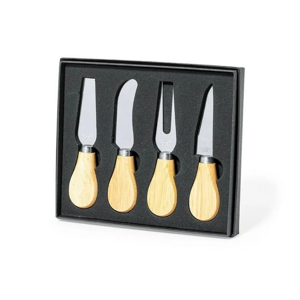 Set 4 Utensilios Queso Acero Madera Koet