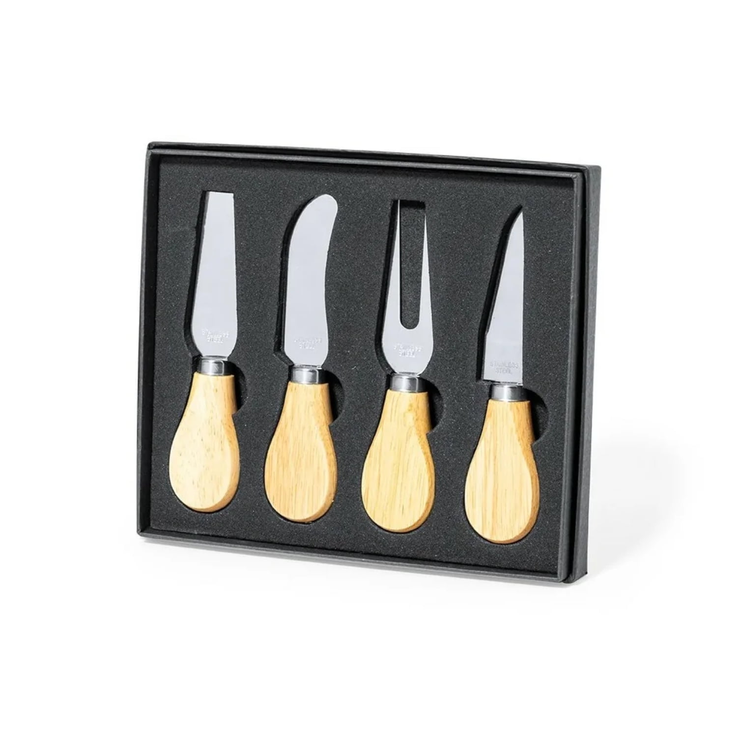 Importclick - Set 4 Utensilios Queso Acero Madera Koet