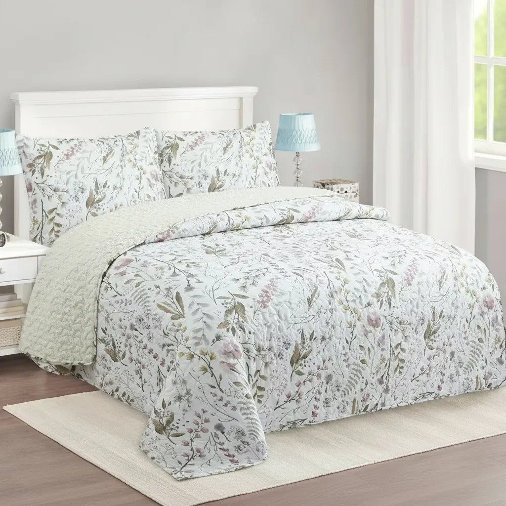 Casadeliacl - Cubrecama Quilt Sherpa 1.5 - Varios Modelos W.m G Azul Claro Diseño
