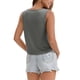 thumbnail image 3 of ATHLECHIC Camisetas Cortas Altas y Bajas para Mujeres Sin Mangas Camiseta Deportiva de Yoga Camisetas Fluidas Ajuste Suelto Camisetas Básicas S Gris, 3 of 5