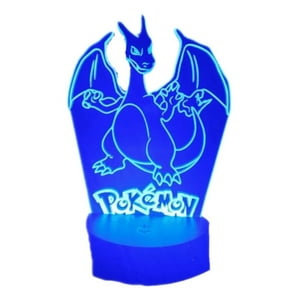 Lelumania - Lampara Ilusion 3D Charizard De 7 Colores, Base Touch