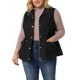 thumbnail image 1 of Agnes Orinda Chaquetas de Chaleco sin Mangas con Cordón en la Cintura con Cremallera y Botones para Mujer de Talla Grande 2X Negro, 1 of 9