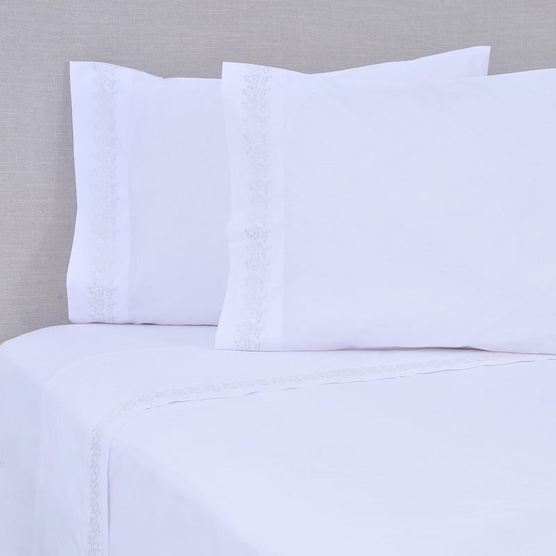 Mashini - Juego De Sábanas Bord. 180 Hilos Super King Puntos Plata