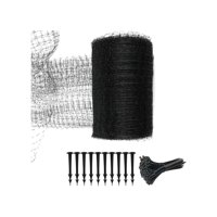Ioensy - Malla Para Pájaros Malla Para Plantas De Jardín Malla Para Cercas De Ciervos Para Árboles Jardín Verduras Negro Con 10 Piezas De Uñas