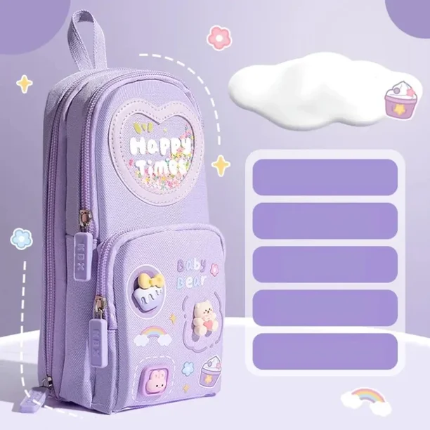 Kawaii Portable schoolbag Pencil Cases Capacity Canvas Pencil Bag Pouch Holder Box for Girls Student Stationery School Supplies