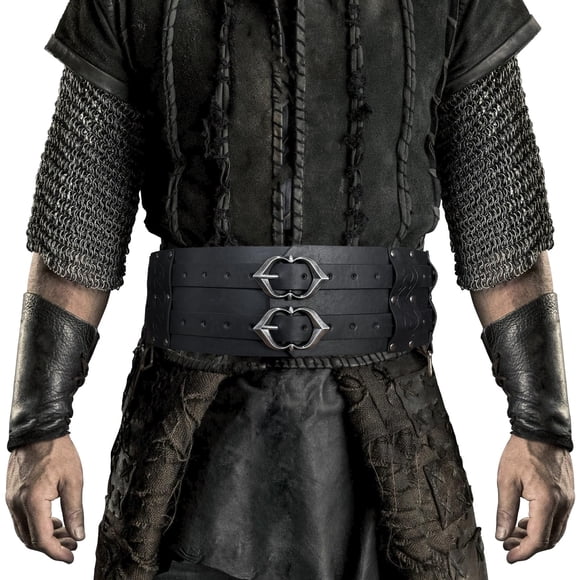 Cinturón ancho Viking HiiFeuer de piel sintética negro, talla grande