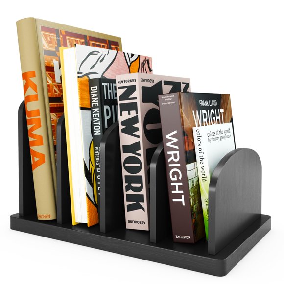 Soporte para libros CraftSaints de 4 secciones, negro, de sobremesa