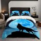 thumbnail image 1 of Howling Wolf on Moonlit Night Themed Bedding Set Duvet Cover and Pillowcase Set, 1 of 5