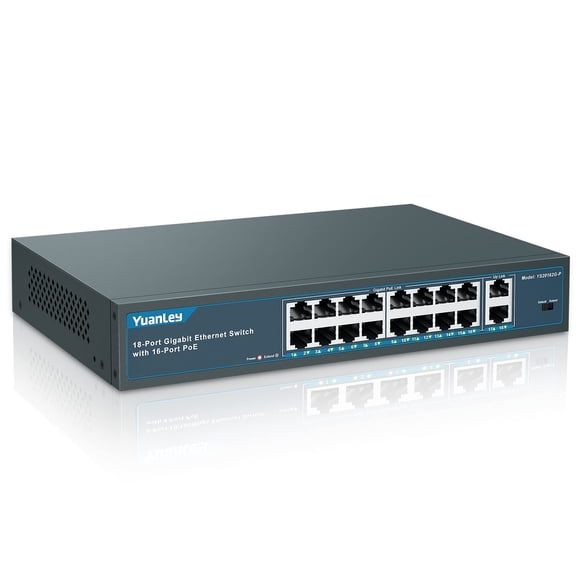 Conmutador Poe De 16 Puertos Gigabit Con Enlace Ascendente De 2 Gigabits