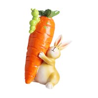 Bothyi - Estatua De Zanahoria De Conejo, Pequeña Artesanía, Figura De Pascua Para Decoración, Estantería De Baño, Levantando Una Zanahoria