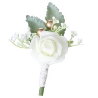 Magideal - Ramo De Rosas Para Hombre, Boda, Novio, De Boda, Flor En El Ojal, Cinta Para Boda, Fiesta, Graduación, Decoración De Traje De Hombre , Blanco