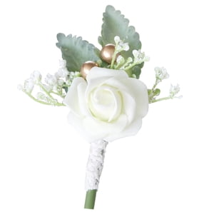 Magideal - Ramo De Rosas Para Hombre, Boda, Novio, De Boda, Flor En El Ojal, Cinta Para Boda, Fiesta, Graduación, Decoración De Traje De Hombre , Blanco