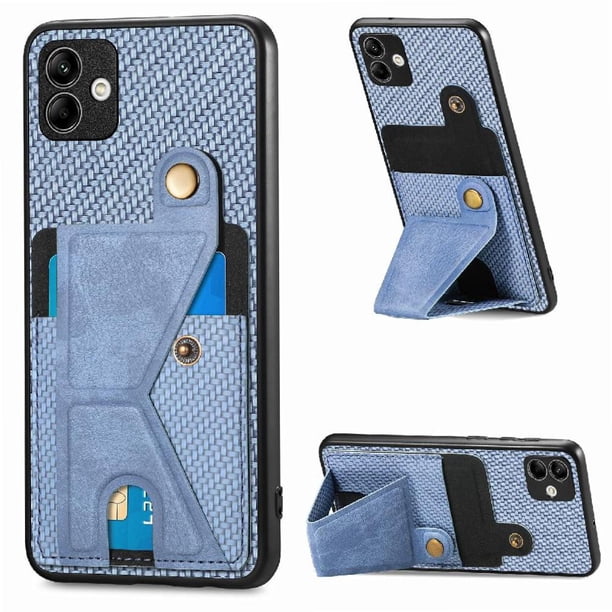 Funda Resistente para Samsung Galaxy A04 4G con Tarjetero y Soporte, Diseño Magnético Azul