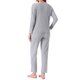 thumbnail image 3 of Conjuntos de pijama para mujeres con botones, manga larga, cuello en V, ropa de descanso, pantalones de cintura elástica, 2 piezas con bolsillos, talla S, gris, 3 of 6