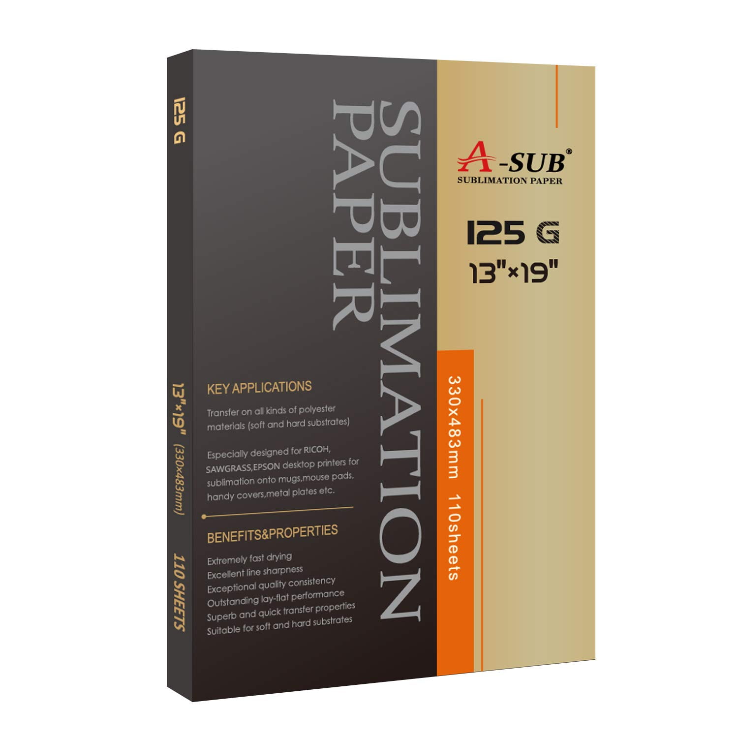 A Sub - Papel De Sublimación 13 X 19 Pulgadas 125 G 110 Hojas Para Poliéster