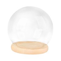 Magideal - Cúpula De Exhibición Con Base De Madera, Cúpula De Campana De Vidrio, Vitrina, Decoración De Casa De Muñecas, Cúpula Transparente De Bricolaje, Cúpula Base De Madera De 15 Cm