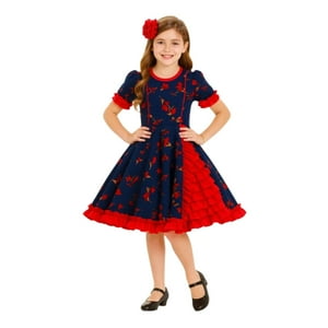 Genérico - Vestido Huasa Chinita Floreado Niña Varios Colores Fiestas