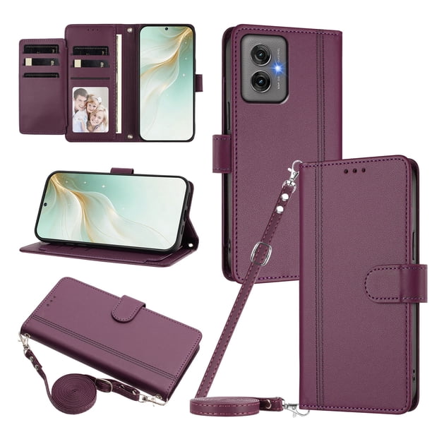 Funda Tipo Libro para Motorola MOTO G55 5G, Tapa con Imán, Morado Oscuro