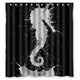 thumbnail image 1 of Cortina de ducha de caballito de mar blanco bailando, juego de cortina de baño con ganchos, tamaño 60 x 72 pulgadas, 1 of 3