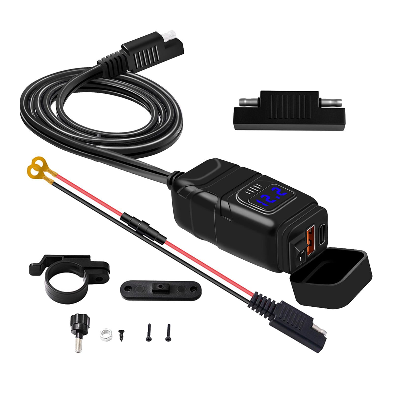 Magideal - Cargador Usb Para Motocicleta De 12 V A 24 V Con Opciones De Instalación Inteligentes Adaptador Sae A Usb Azul