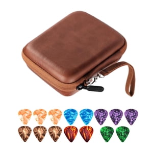 Magideal - Estuche Para Púas De Guitarra, Bolsa De Almacenamiento De Púas Capacidad, Almacenamiento Para Guitarristas , Color Marrón