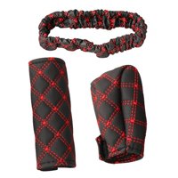 Ioensy - 3 Unids/Set Cubiertas De Freno De Mano Cubiertas De Perilla De Cambio De Marcha Decoración De Manga Roja