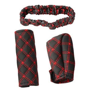 Ioensy - 3 Unids/Set Cubiertas De Freno De Mano Cubiertas De Perilla De Cambio De Marcha Decoración De Manga Roja