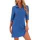thumbnail image 1 of INSPIRE CHIC Bata de mujer de punto waffle con cremallera, ligera, manga 3/4, longitud hasta la rodilla, con bolsillos para descansar, S Azul Real, 1 of 6