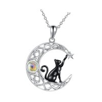 Ioensy - Collar De Gato Negro Y Luna Creciente Para San Valentín, Aniversario Y Cumpleaños.