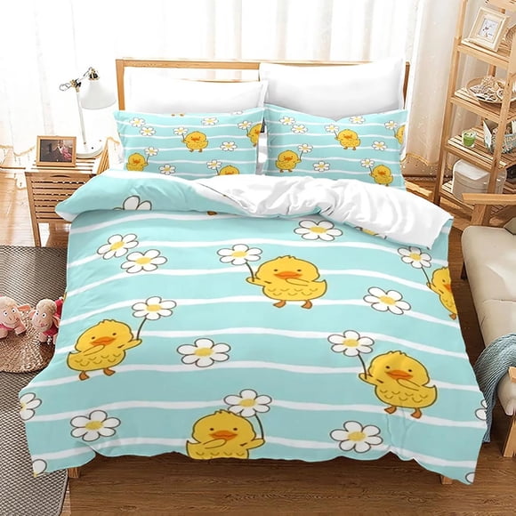 Home Living Little Yellow Duck Bedding Set Kids Duvet Cover Pillow Case Cartoon Bedding Boys & Girls Large & King Size Bed Sheets