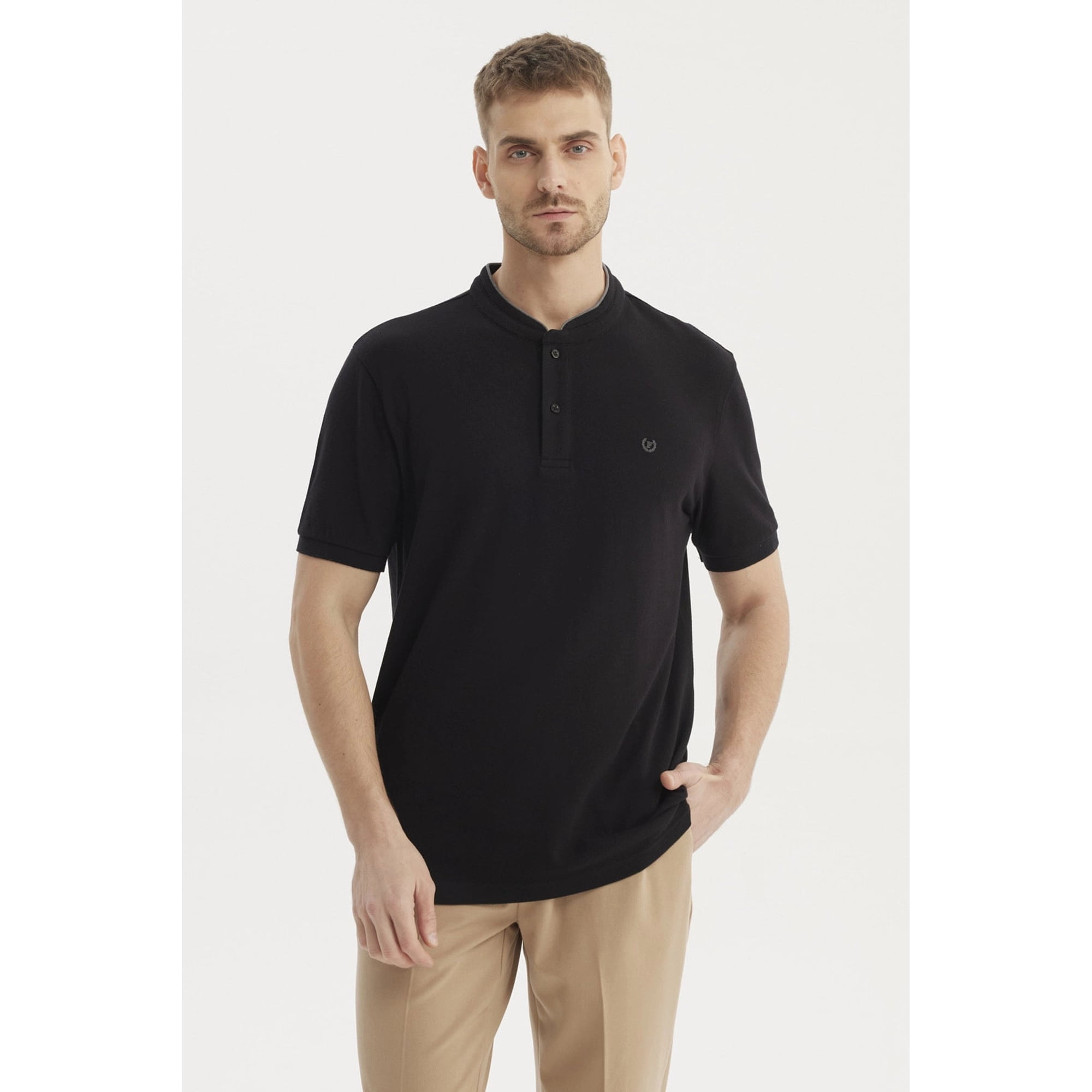 Fashionspark - Polera Hombre Cuello Polo Negro