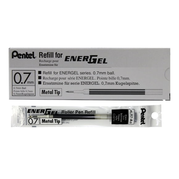 Bolígrafo de gel líquido Pentel EnerGel con relleno de tinta, 0,7 mm, negro (12)