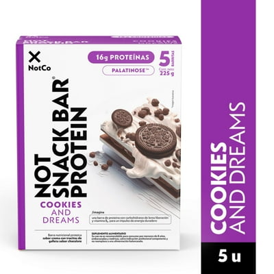 Barra De Proteína Notsnack Cookies And Dreams Caja 225 G Notco