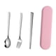 thumbnail image 2 of Utensilios De Acero Inoxidable Con Estuche Para El Lugar De Trabajo De Viaje Escolar 3pcs Rosa, 2 of 3