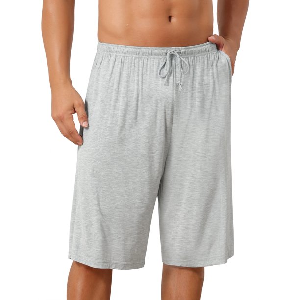 INSPIRE CHIC Pantalones Cortos de Pijama para Hombre con Bolsillos Laterales Color Sólido Ropa de Dormir con Cordón 30 Gris Claro
