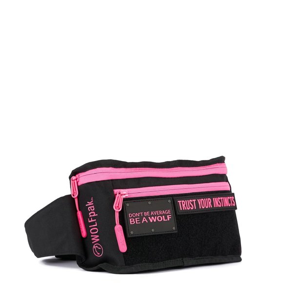 Riñonera WOLFpak 25 cm negra con detalle rosa neón