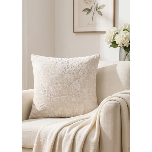 Pack 2 Cojines Chenille Espiga Hojas 45x45 cm Decorativo - Lucerna