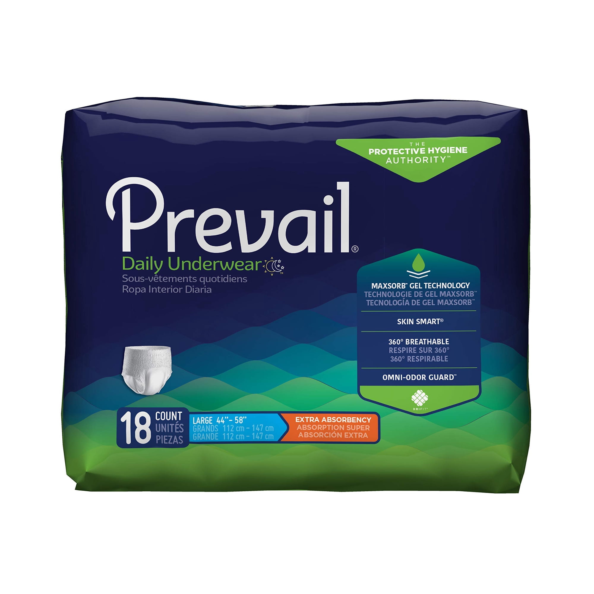 Ropa Interior Para Incontinencia Para Adultos Prevail Daily Unisex, Talla Grande, 72 Unidades