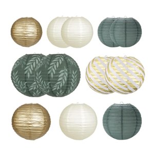 Bothyi - 12 Uds. De Farolillos De Papel, Pompones De Papel Colgantes Redondos Para Fiesta, Cumpleaños, Aniversario