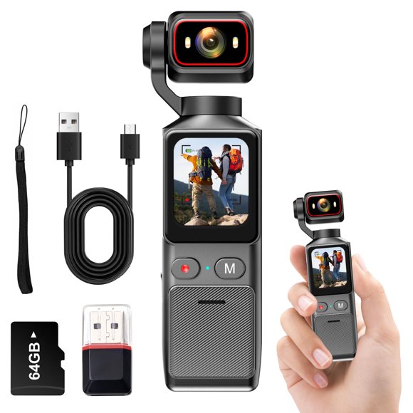 Cámara para Vlogging icamdoor 4K WiFi de Bolsillo con Estabilizador