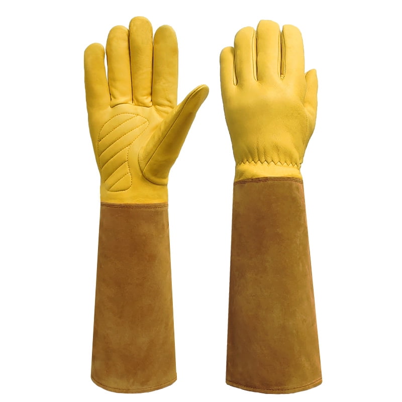 Xusx111 - Guantes De Jardinería Para Mujeres/hombres Rosa Poda Espina Y Cortar Prueba Largo Antebrazo Protección Guante, Resistente Cuero De Vaca Grueso Trabajo Guantes De Jardín (44 Cm De Largo)