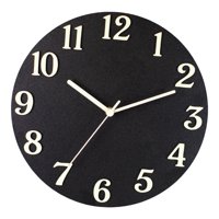 Magideal - Reloj De Pared Luminoso Moderno Diseño De Madera Reloj Analógico Decorativo Sin Vidrio Función Luminosa Grande Números Y Manecillas 12 '' Para Sala De Negro