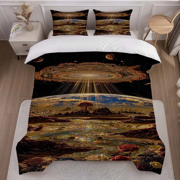 Cosmic Ring Themed Bedding Set Soft and Comfortable for All Seasons Ideal Home & Bedroom Decor Perfect Gift for Family